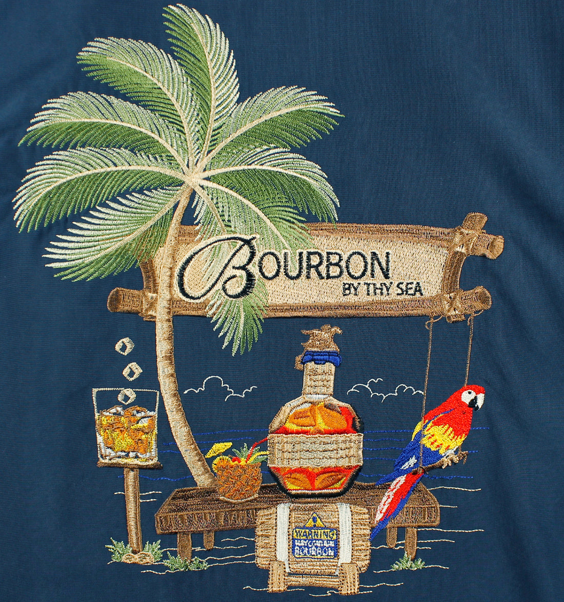 Bourbon by the Sea Embroidered Polynosic Camp Shirt by Bamboo Cay