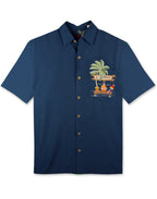 Bourbon by the Sea Embroidered Polynosic Camp Shirt by Bamboo Cay