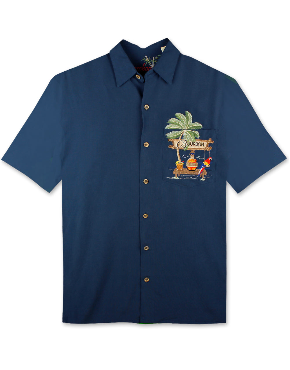Bourbon by the Sea Embroidered Polynosic Camp Shirt by Bamboo Cay