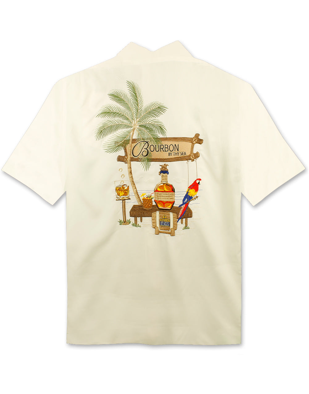 Bourbon by the Sea Embroidered Polynosic Camp Shirt by Bamboo Cay