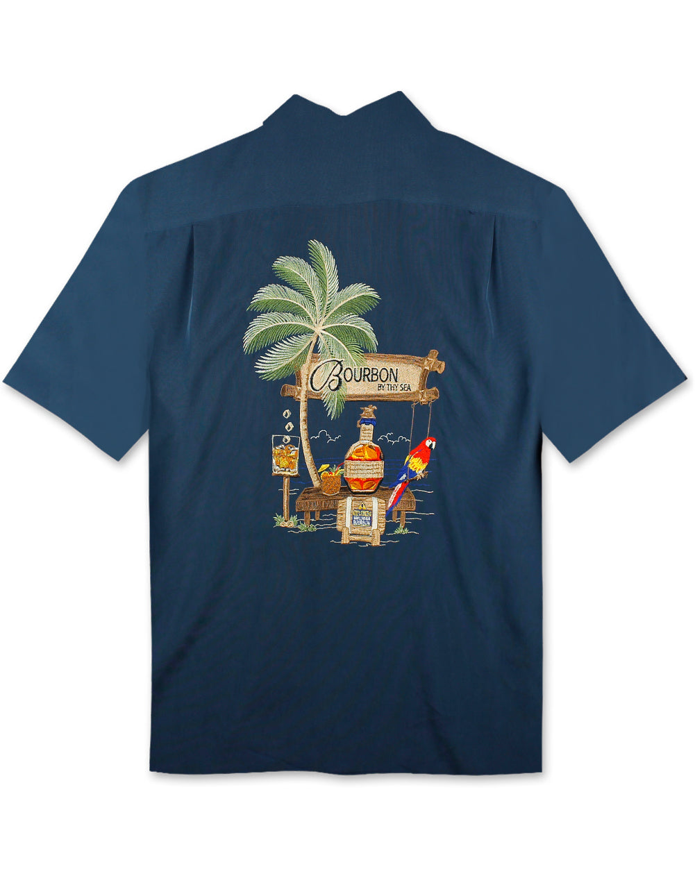 Bourbon by the Sea Embroidered Polynosic Camp Shirt by Bamboo Cay