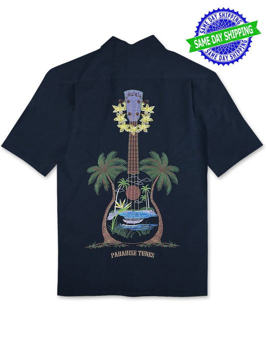 Ukulele Island Embroidered Polynosic Camp Shirt by Bamboo Cay