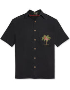 Pink Palmingo Embroidered Polynosic Camp Shirt by Bamboo Cay