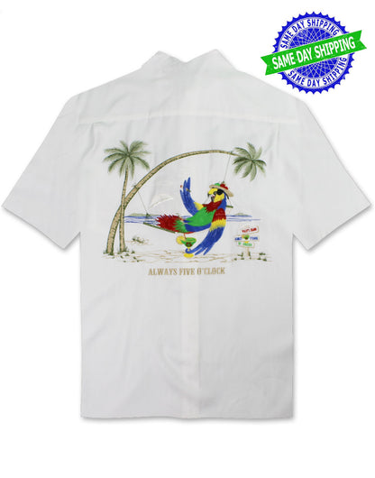 Always Five O'Clock Embroidered Camp Shirt by Bamboo Cay