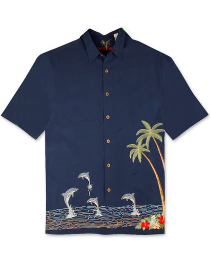 Dolphin Freedom Polynosic Camp Shirt by Bamboo Cay