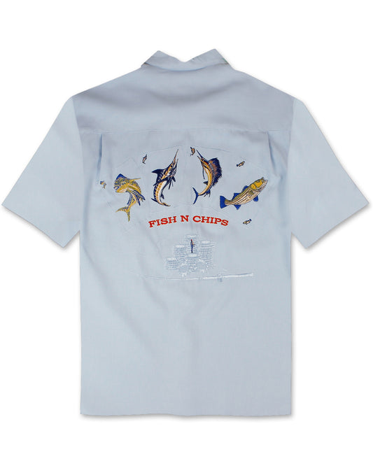 Fish N Chips Polynosic Camp Shirt by Bamboo Cay