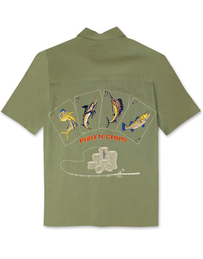Fish N Chips Polynosic Camp Shirt by Bamboo Cay