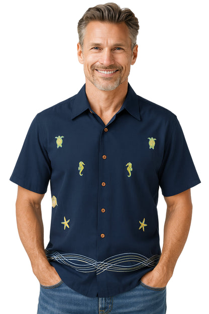 Sporty Seahorse Camp Shirt by Bamboo Cay