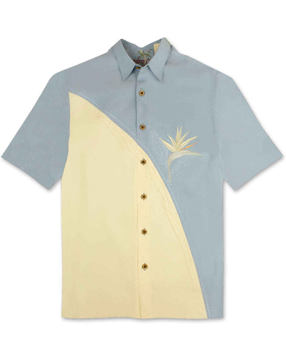 Crescent BOP  Embroidered Polynosic Camp Shirt by Bamboo Cay