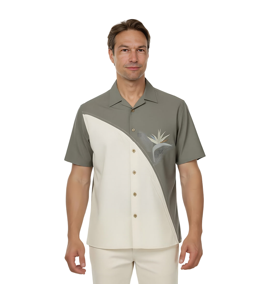 Crescent BOP  Embroidered Polynosic Camp Shirt by Bamboo Cay