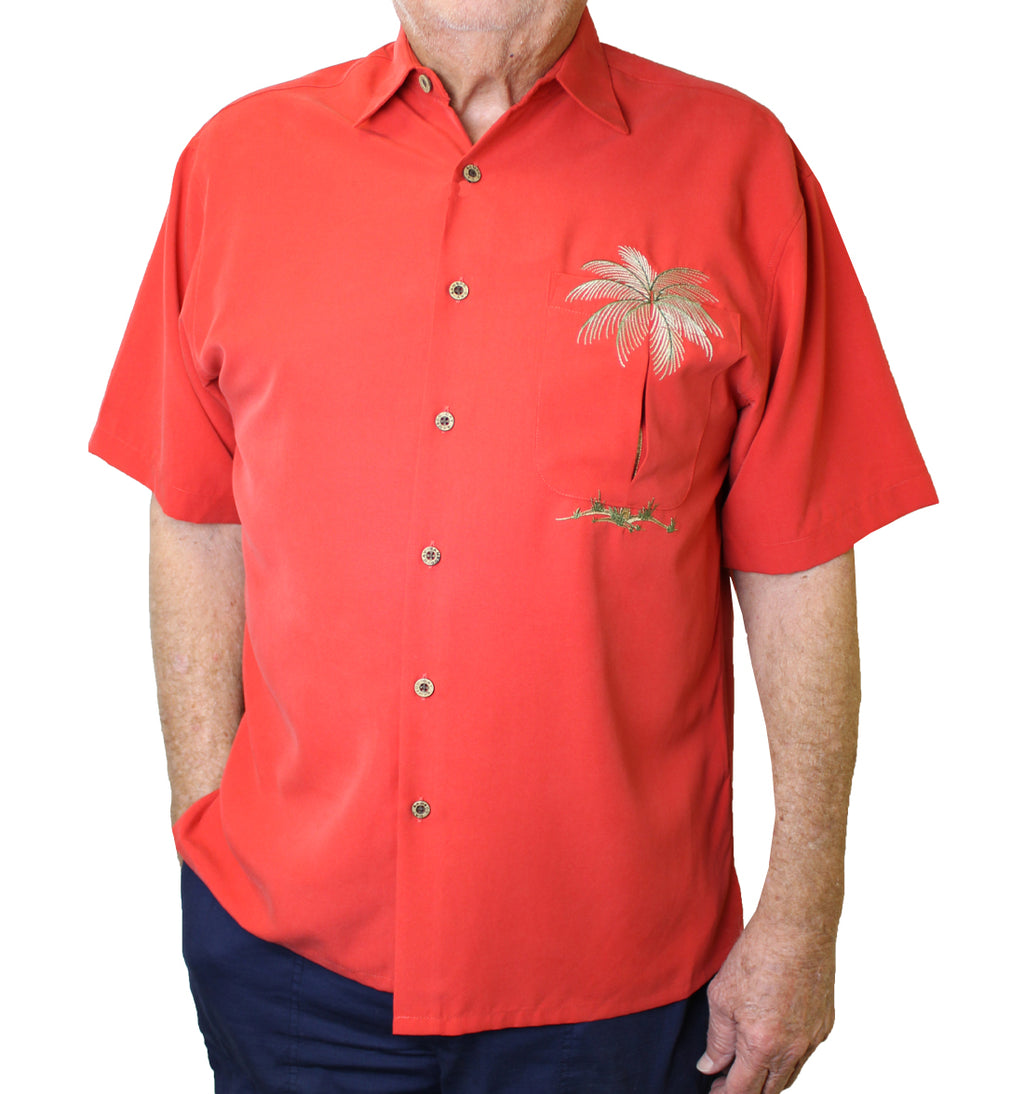 Peekaboo Palm Embroidered Camp Shirt by Bamboo Cay