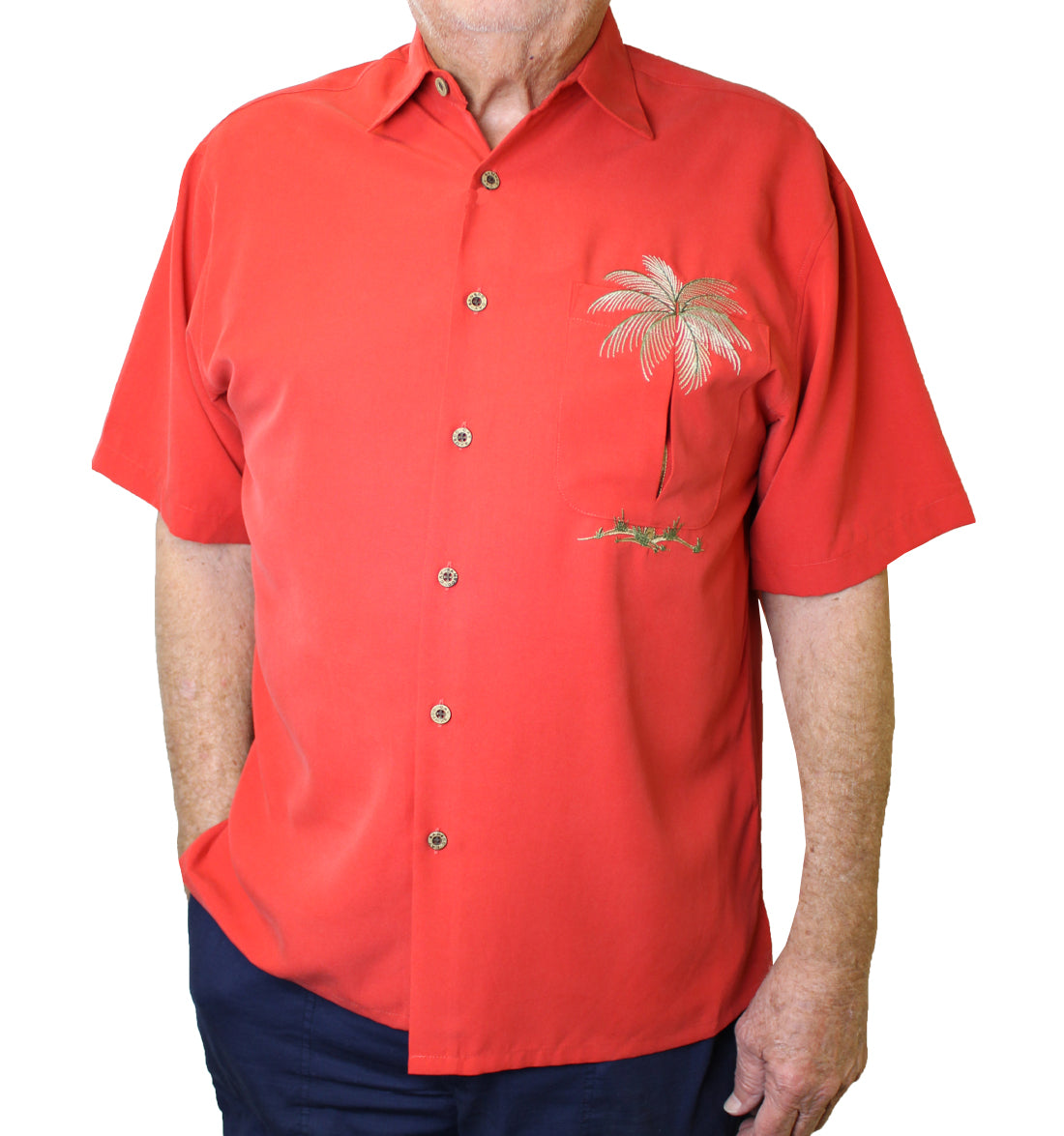 Peekaboo Palm Embroidered Camp Shirt by Bamboo Cay