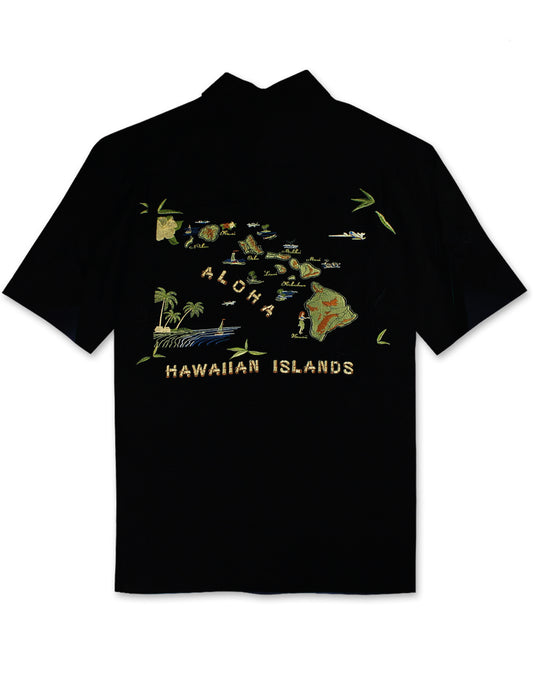 Aloha Islands Embroidered Polynosic Camp Shirt by Bamboo Cay