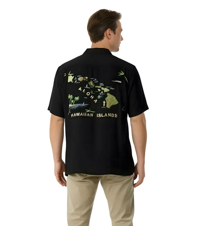 Aloha Islands Embroidered Polynosic Camp Shirt by Bamboo Cay
