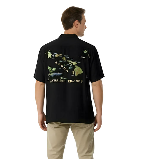 Aloha Islands Embroidered Polynosic Camp Shirt by Bamboo Cay