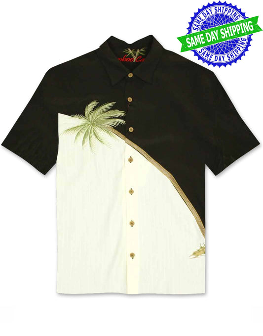 Hurricane Palm Embroidered Polynosic Camp Shirt by Bamboo Cay