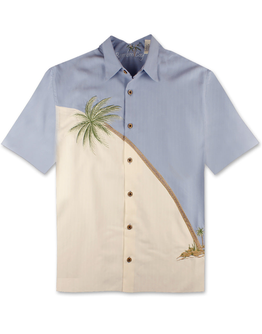 Hurricane Palm Embroidered Polynosic Camp Shirt by Bamboo Cay