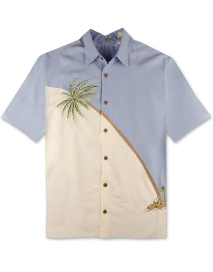 Hurricane Palm Embroidered Polynosic Camp Shirt by Bamboo Cay