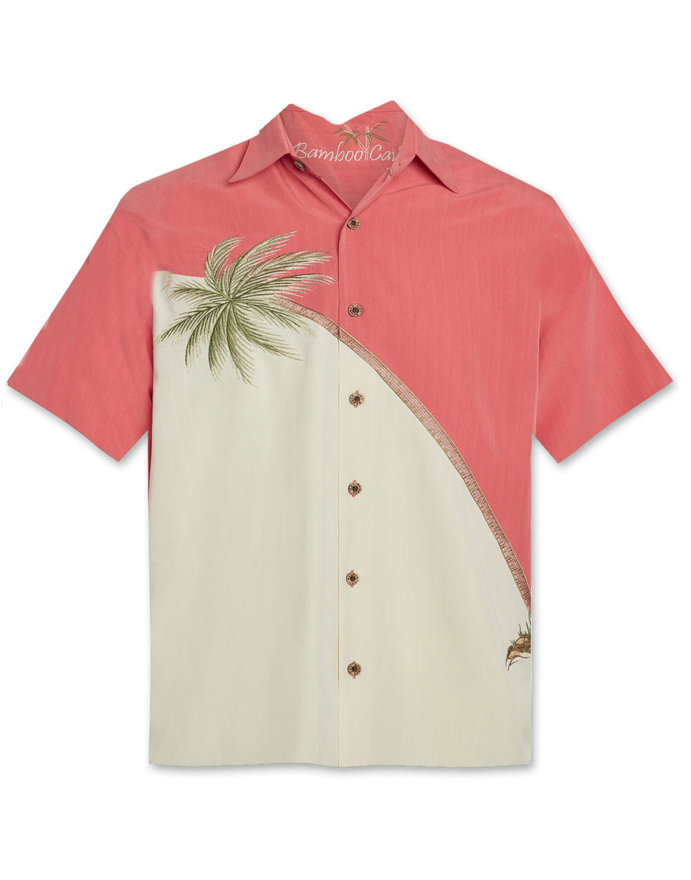 Hurricane Palm Embroidered Polynosic Camp Shirt by Bamboo Cay