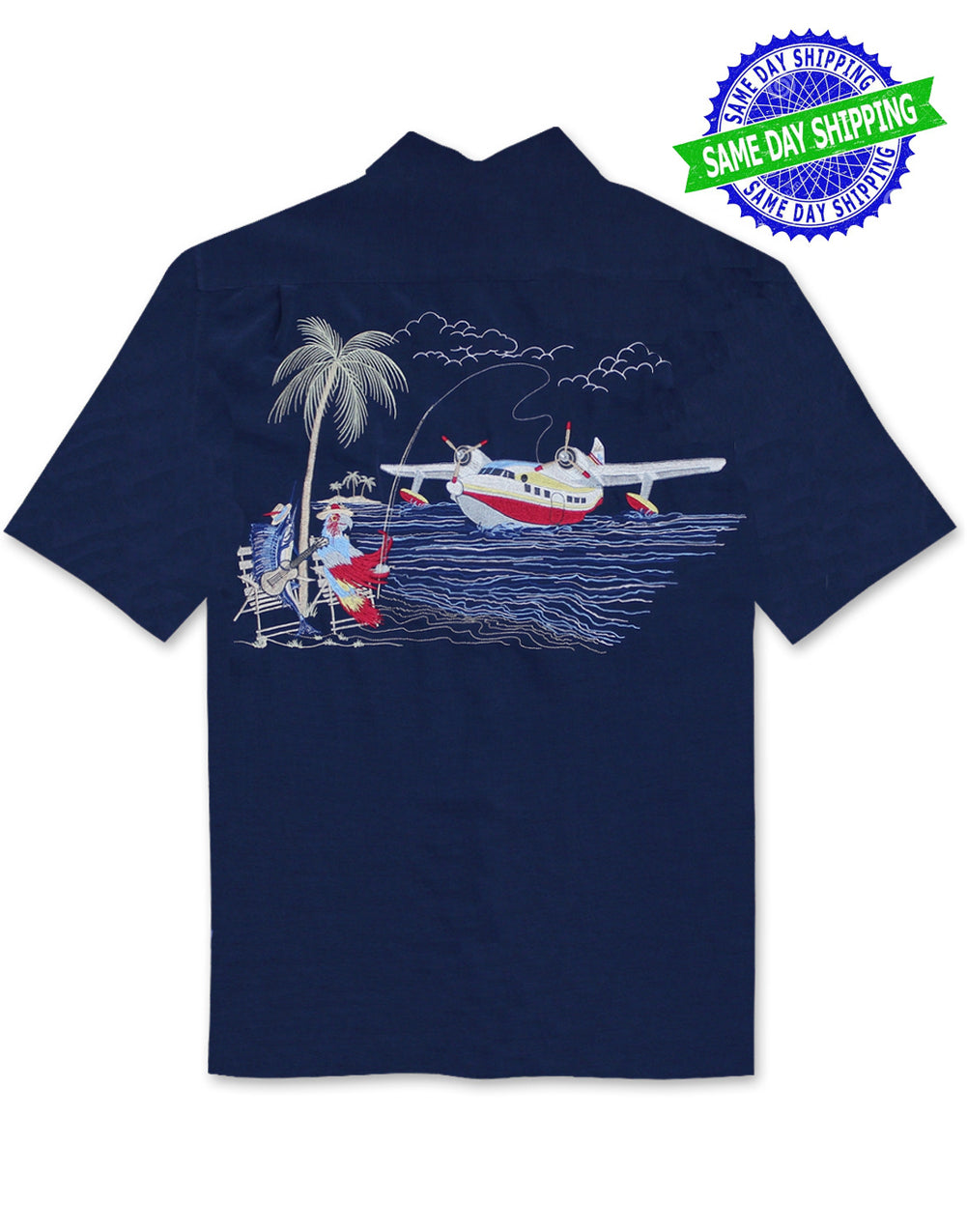 Catch of the Day Embroidered Camp Shirt by Bamboo Cay