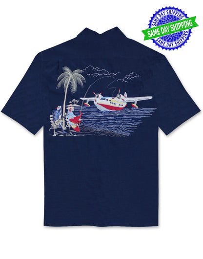 Catch of the Day Embroidered Camp Shirt by Bamboo Cay