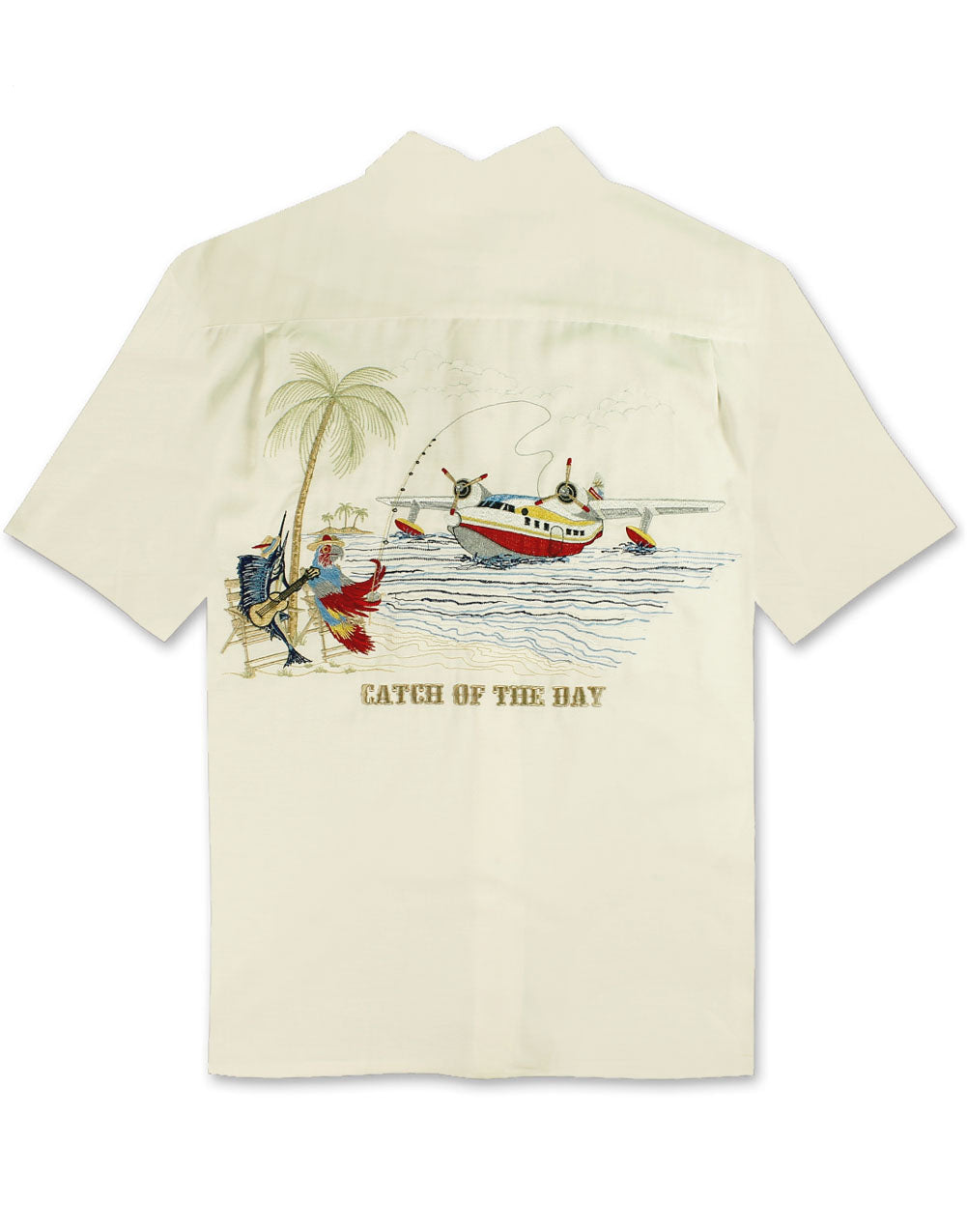 Catch of the Day Embroidered Camp Shirt by Bamboo Cay