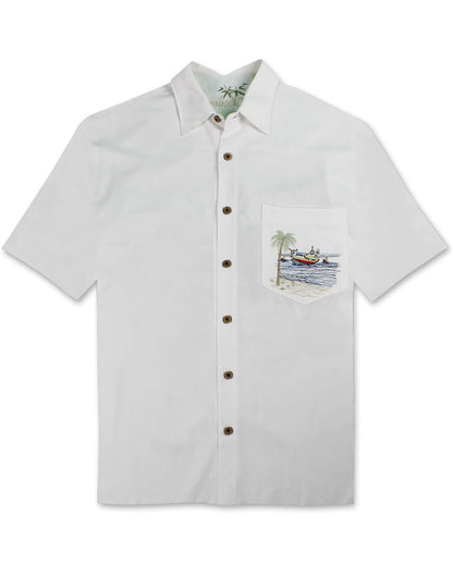 Catch of the Day Embroidered Camp Shirt by Bamboo Cay