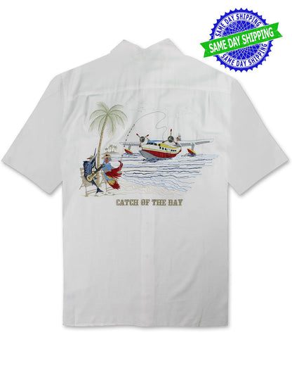 Catch of the Day Embroidered Camp Shirt by Bamboo Cay