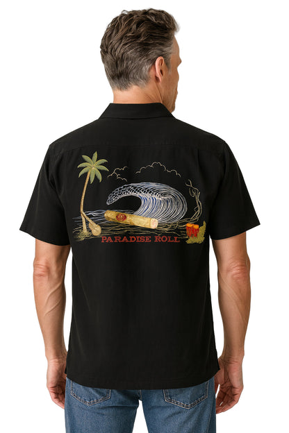 Paradise Roll Embroidered Cigar Camp Shirt by Bamboo Cay