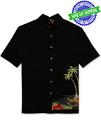 Dancing Hula Embroidered Polynosic Camp Shirt by Bamboo Cay