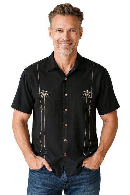 Dual Bamboo Embroidered Polynosic Camp Shirt by Bamboo Cay