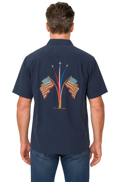 USA Flag Polynosic Camp Shirt by Bamboo Cay