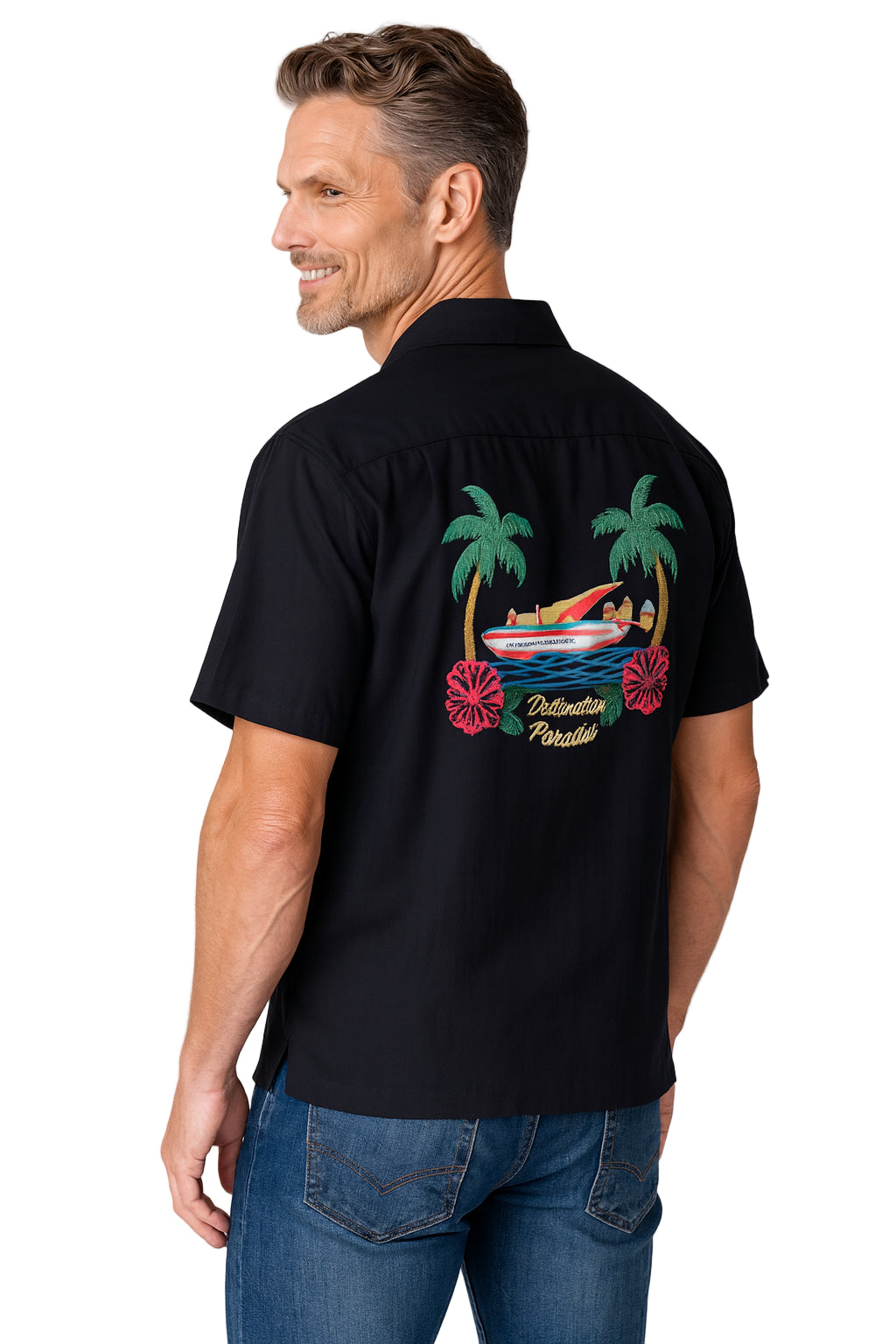 Seaplane Paradise Embroidered Shirt by Weekender