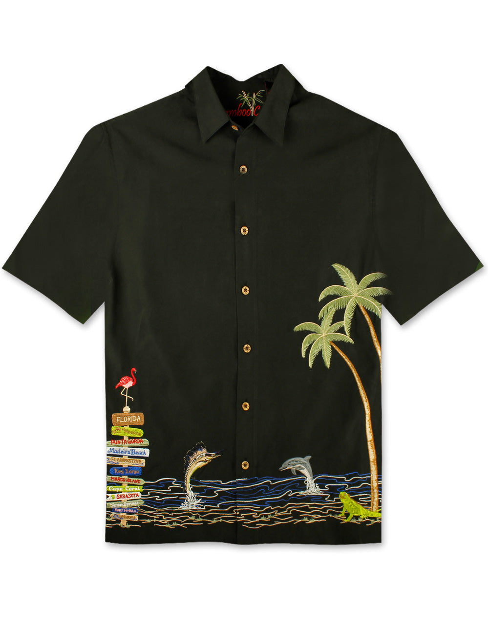 Florida Your Way Embroidered Polynosic Camp Shirt by Bamboo Cay
