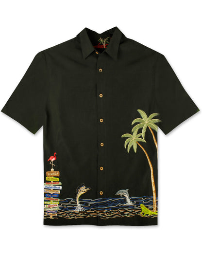Florida Your Way Embroidered Polynosic Camp Shirt by Bamboo Cay