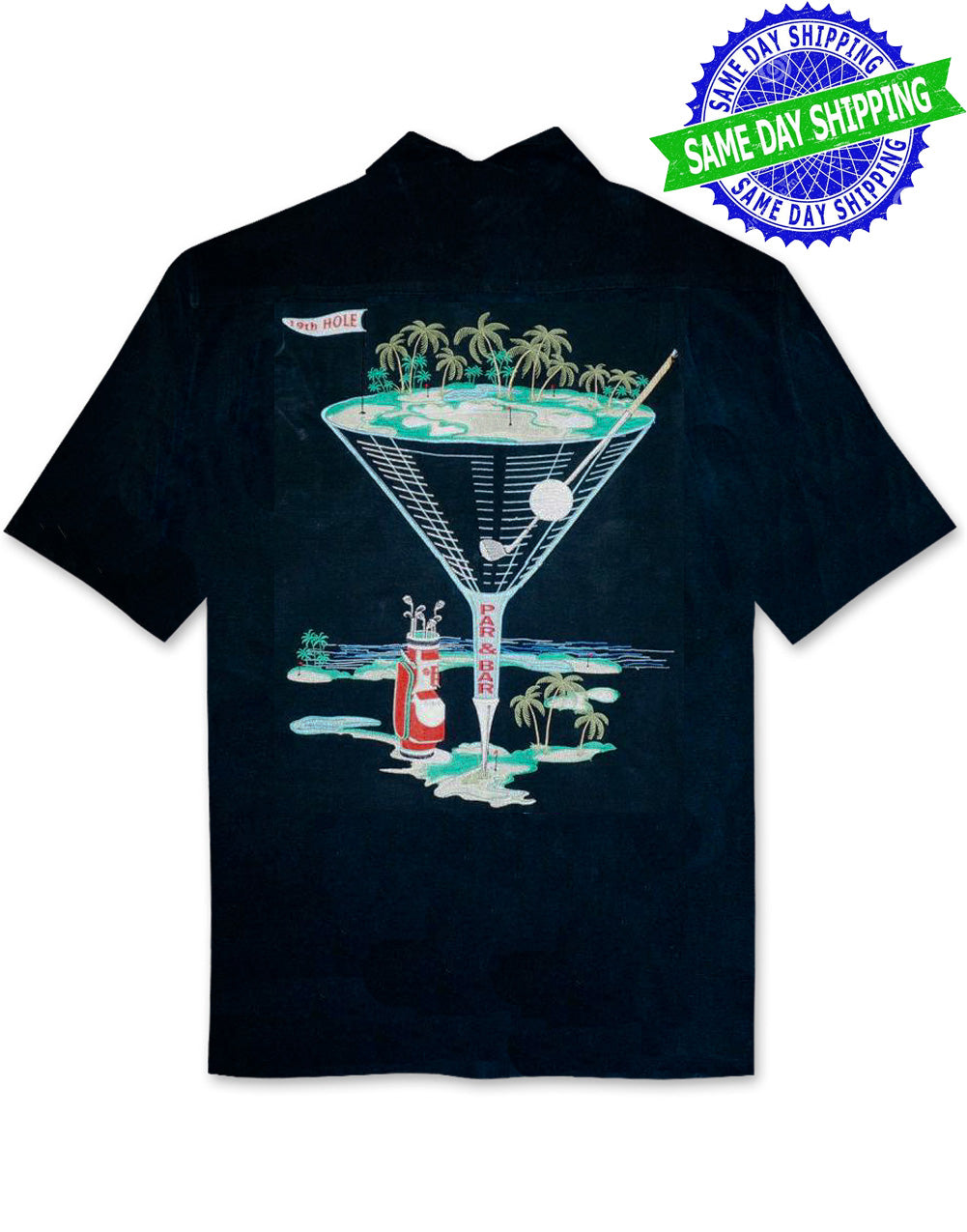 Par and Bar Embroidered Camp Shirt by Bamboo Cay