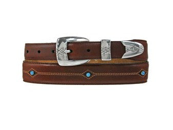 Cody Turquoise Taper Belt - Brown by Brighton