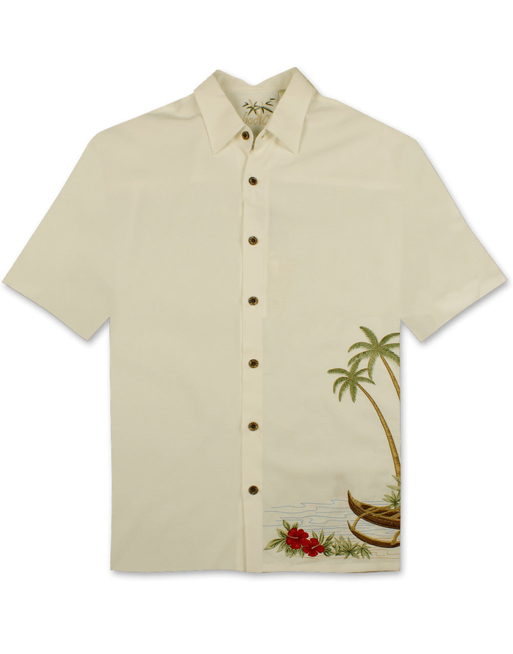 Dancing Hula Embroidered Polynosic Camp Shirt by Bamboo Cay