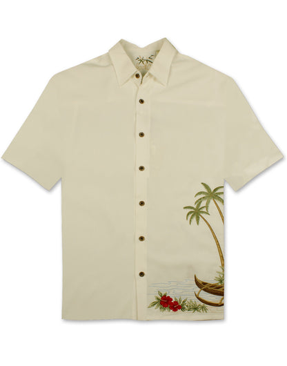 Dancing Hula Embroidered Polynosic Camp Shirt by Bamboo Cay