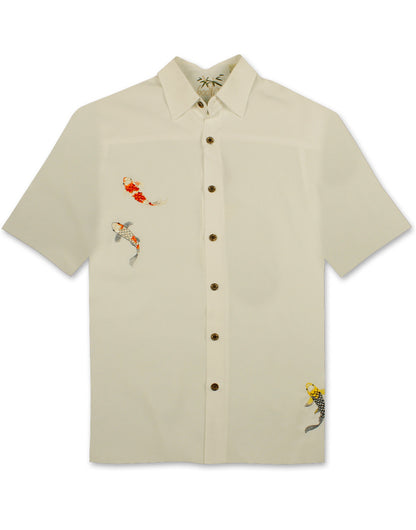 Charming Koi Embroidered Polynosic Camp Shirt by Bamboo Cay