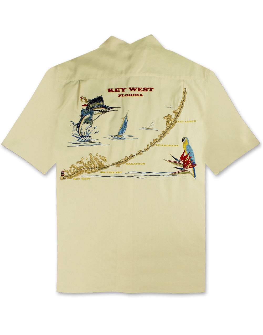 Exploring Key West Embroidered Polynosic Camp Shirt by Bamboo Cay