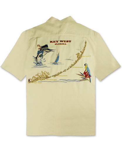 Exploring Key West Embroidered Polynosic Camp Shirt by Bamboo Cay
