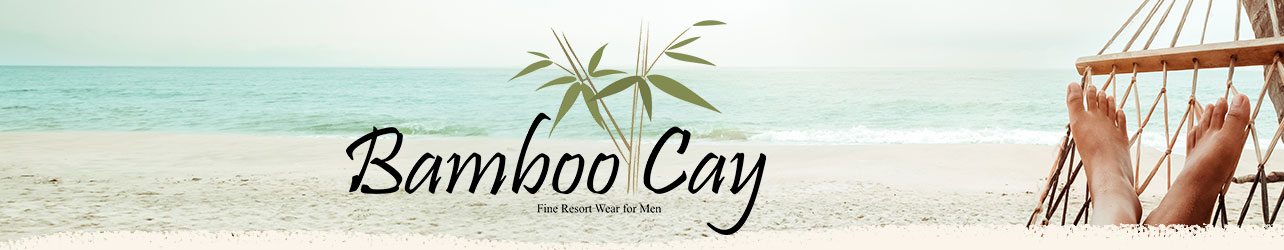 Bamboo Cay logo overlaying a beach scene